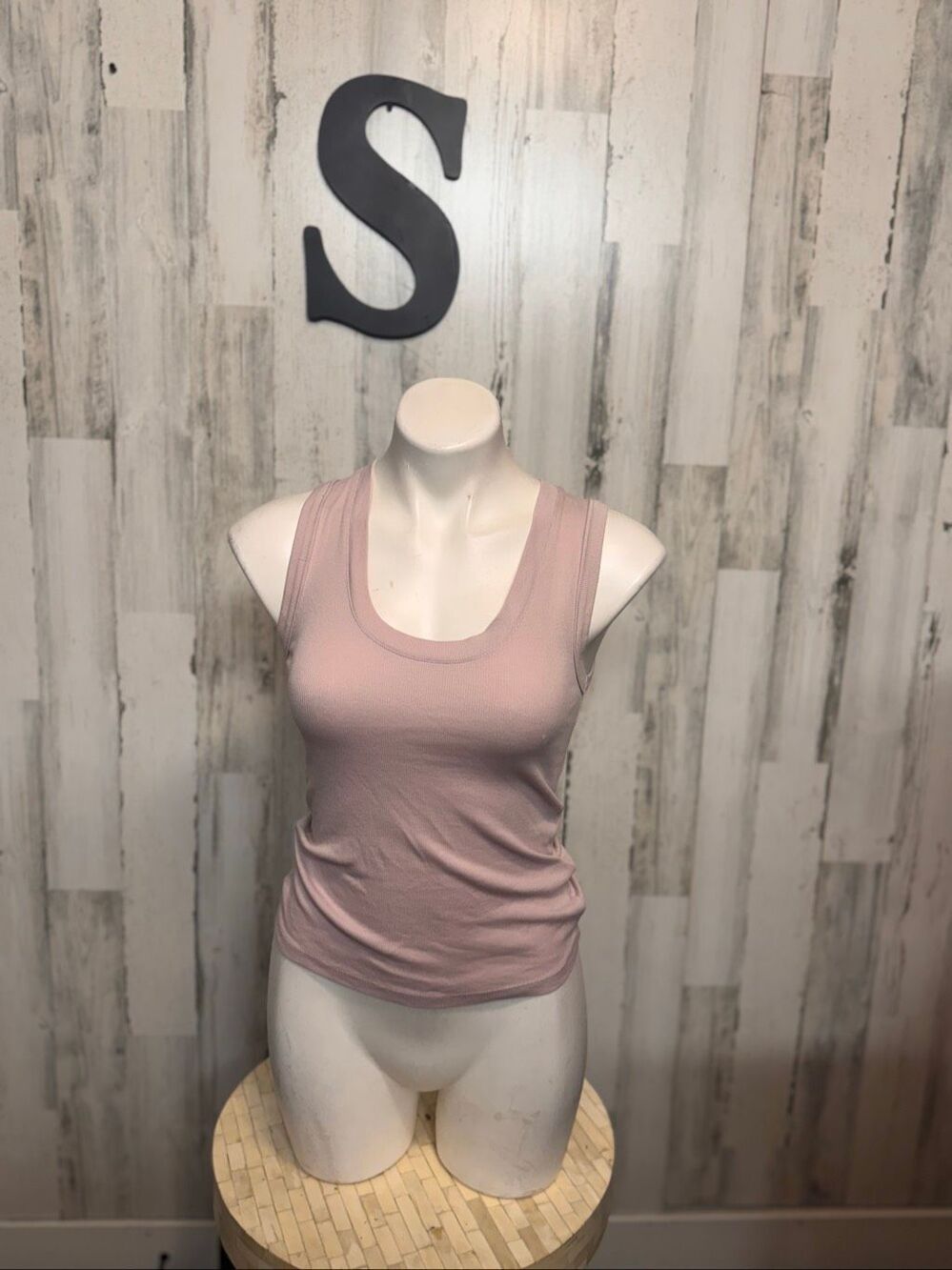 A New Day Dusty Lilac Pink Fine Ribbed Scoop Neck Racerback Tank Top Womens Smal